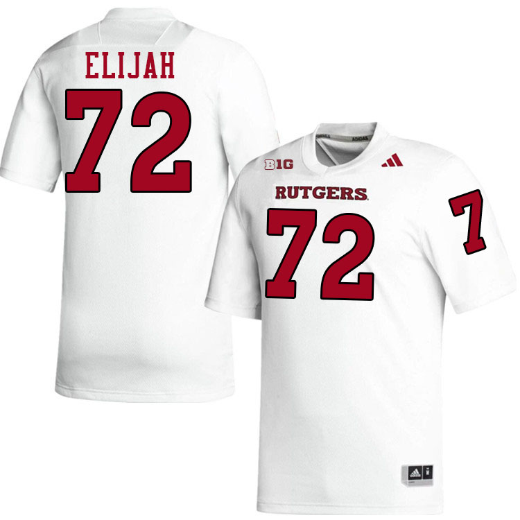 Rutgers Scarlet Knights #72 Jayden Elijah College Football Jerseys Stitched-White